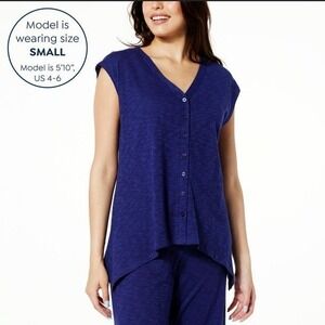 Colleen Lopez Button-Front Cap Sleeve Top - XS